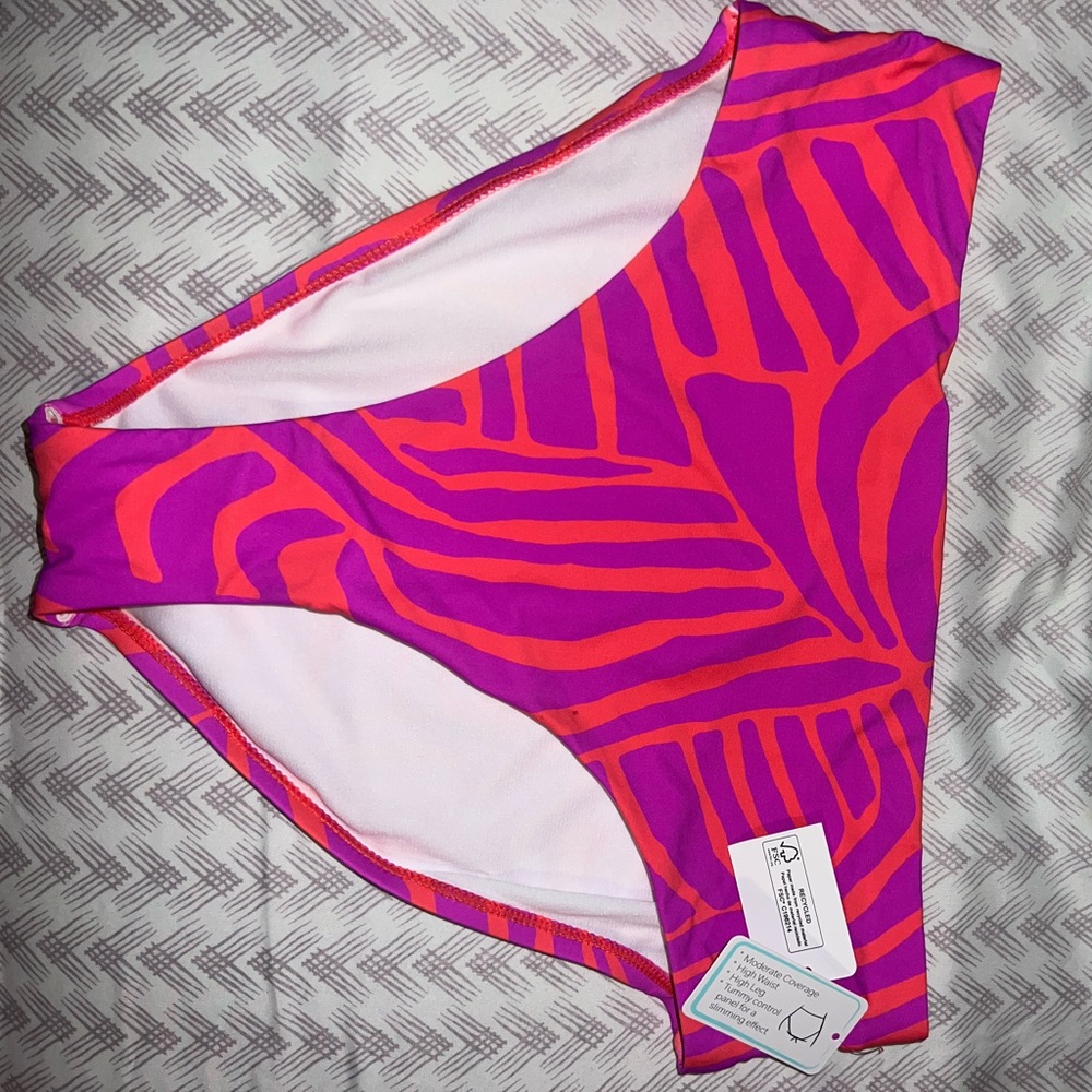 Zebra pink high waist tummy control bikini bottom